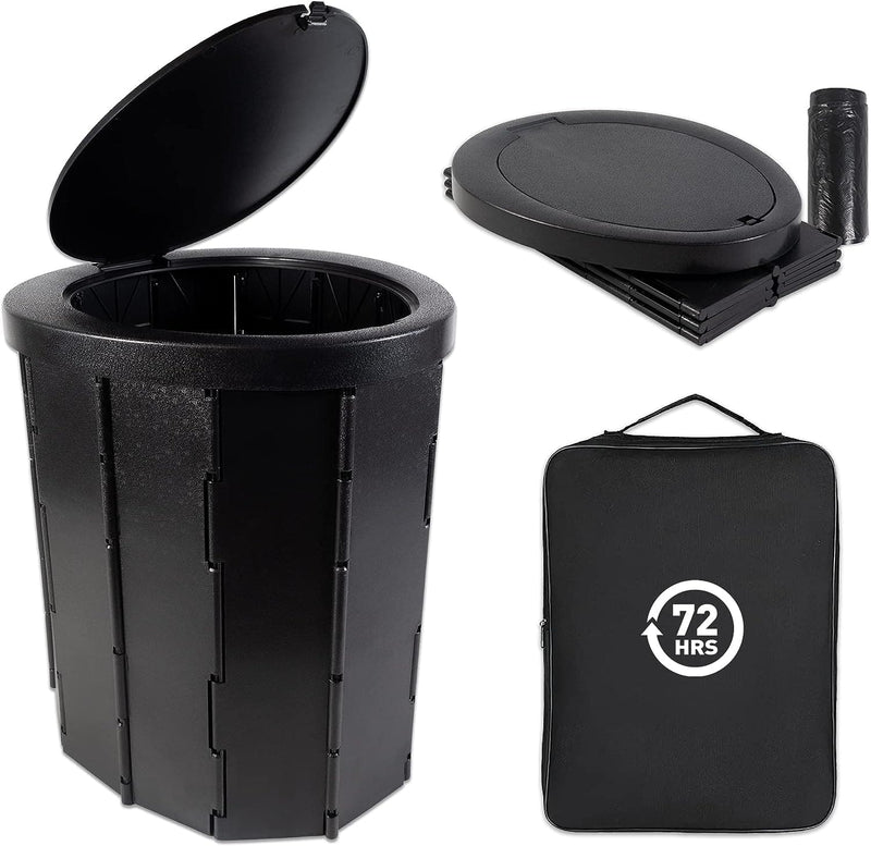 72HRS Collapsible Portable Toilet With Bucket (Including 12 Toilet Bags)